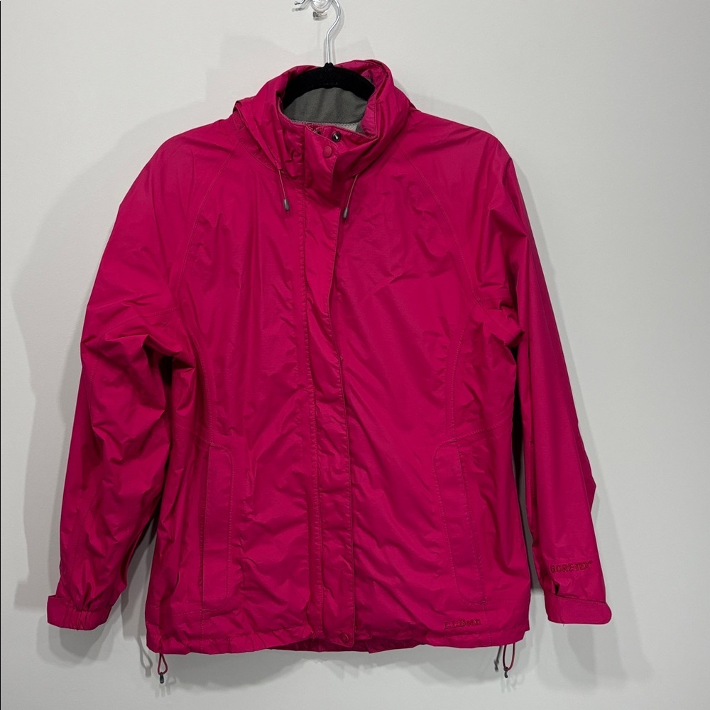 LL Bean Gore-Tex Stowaway 100% Nylon Jacket with Hood Pink Size Medium